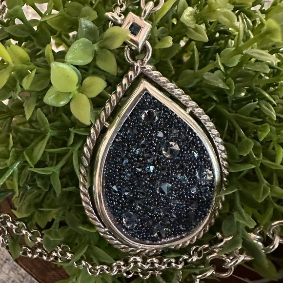 Brighton Blue Crystal Medley Teardrop Necklace w: Saying on Back NWOT - Picture 5 of 10